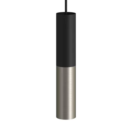 Suspended lamp with fabric cables and Tub-E14 double lampshade