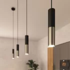 Suspended lamp with fabric cables and Tub-E14 double lampshade