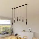 Suspended lamp with fabric cables and Tub-E14 double lampshade