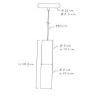 Suspended lamp with fabric cables and Tub-E14 double lampshade