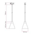 Track-mounted pendant lamp with conical wooden shade