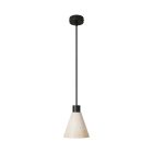 Suspended lamp with wooden conical lampshade