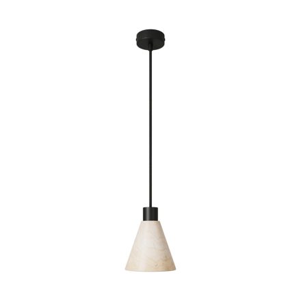 Suspended lamp with wooden conical lampshade