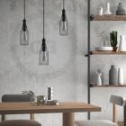 Suspended lamp with textile cable, Magnum glass lampshade and metal details - Made in Italy - Bulb included