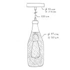 Suspended lamp with textile cable, Magnum glass lampshade and metal details - Made in Italy - Bulb included