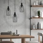 Suspended lamp with textile cable, Jeroboam bottle lampshade and metal details - Made in Italy - With bulb