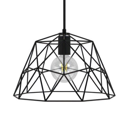 Suspended lamp with textile cable, dome lampshade and metal details - Made in Italy - Bulb included