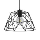 Suspended lamp with textile cable, dome lampshade and metal details - Made in Italy - Bulb included