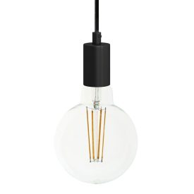   Suspended lamp with textile cable and monochrome metal details - Made in Italy - Bulb included
