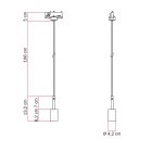 Rail-mounted pendant lamp with 7 cm cable clamp