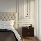 Suspended lamp with textile cable, metal details and 7 cm cable clamp - Made in Italy - Bulb included