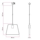 Suspended lamp with Duedì shade Rail base