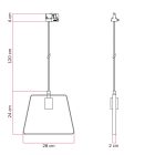 Suspended lamp with Duedì shade Rail base