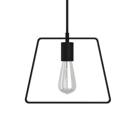 Suspended lamp with textile cable, Duedì Base lampshade and metal details - Made in Italy - Bulb included