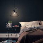 Suspended lamp with textile cable, Duedì Apex lampshade and metal details - Made in Italy - Bulb included