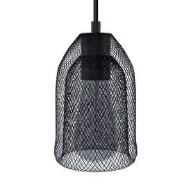   Suspended lamp with textile cable, Ghostbell lampshade and metal details - Made in Italy - Bulb included