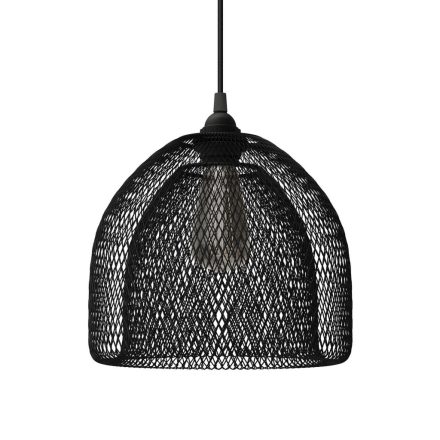 Suspended lamp with textile cable, Ghostbell XL cage lampshade and metal details - Made in Italy - Bulb included