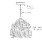 Suspended lamp with textile cable, Ghostbell XL cage lampshade and metal details - Made in Italy - Bulb included