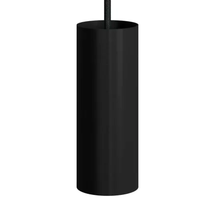 Suspended lamp with textile cable, Tub-E14 lampshade and metal details