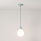 Suspended lamp with textile cable and colored porcelain details - Made in Italy - Bulb included