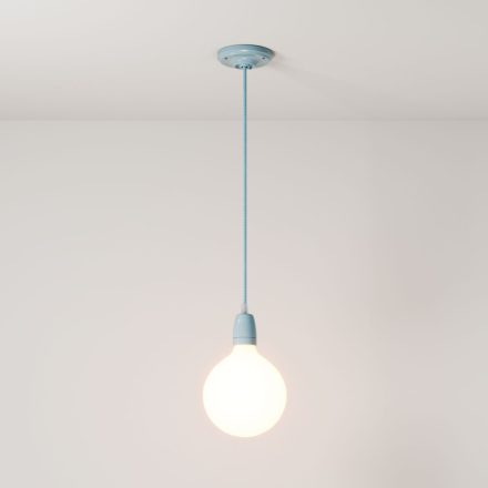 Suspended lamp with textile cable and colored porcelain details - Made in Italy - Bulb included