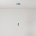 Suspended lamp with textile cable and colored porcelain details - Made in Italy - Bulb included