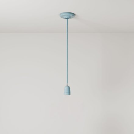 Suspended lamp with textile cable and colored porcelain details - Made in Italy - Bulb included