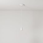 Suspended lamp with textile cable and colored porcelain details - Made in Italy - Bulb included