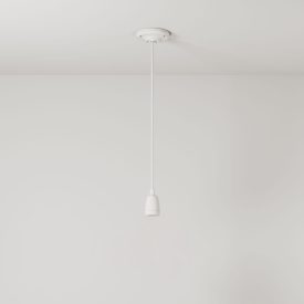   Suspended lamp with textile cable and colored porcelain details - Made in Italy - Bulb included