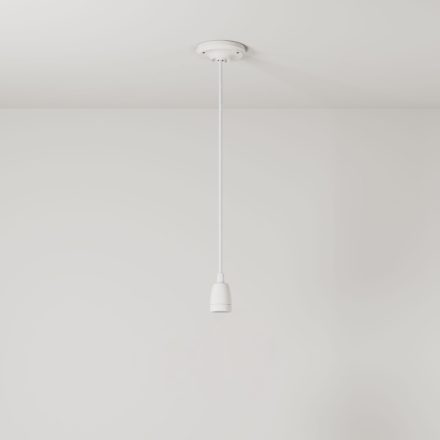 Suspended lamp with textile cable and colored porcelain details - Made in Italy - Bulb included