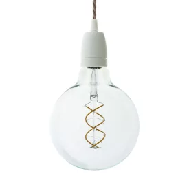   Suspended lamp with twisted textile cables and white porcelain details - Made in Italy - Bulb included