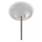 Suspended lamp with twisted textile cables and white porcelain details - Made in Italy - Bulb included