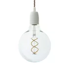 Suspended lamp with twisted textile cables and white porcelain details - Made in Italy - Bulb included