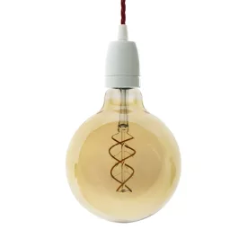   Suspended lamp with twisted textile cable and porcelain details - Made in Italy - Bulb included