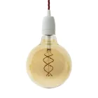 Suspended lamp with twisted textile cable and porcelain details - Made in Italy - Bulb included