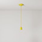 Suspended lamp with textile cable and colored porcelain details - Made in Italy - Bulb included