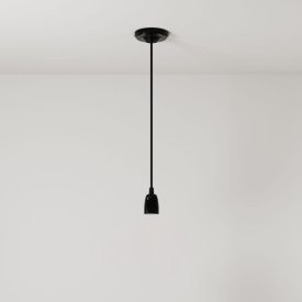   Suspended lamp with textile cable and colored porcelain details - Made in Italy - Bulb included
