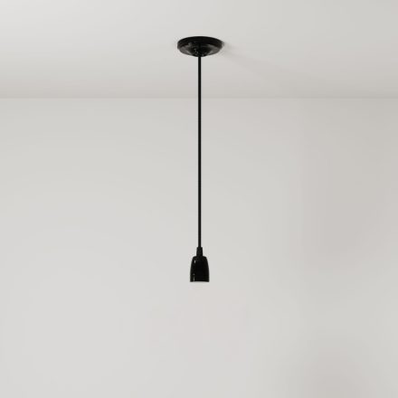Suspended lamp with textile cable and colored porcelain details - Made in Italy - Bulb included