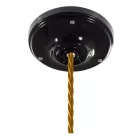 Suspended lamp with twisted textile cable and porcelain details - Made in Italy - Bulb included