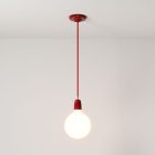 Suspended lamp with textile cable and colored porcelain details - Made in Italy - Bulb included