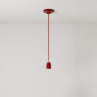 Suspended lamp with textile cable and colored porcelain details - Made in Italy - Bulb included