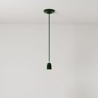 Suspended lamp with textile cable and colored porcelain details - Made in Italy - Bulb included