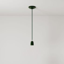   Suspended lamp with textile cable and colored porcelain details - Made in Italy - Bulb included