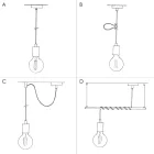  Suspended lamp with textile cable and silicone details - Made in Italy - With bulb included