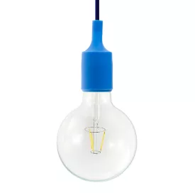    Suspended lamp with textile cable and silicone details - Made in Italy - With bulb included