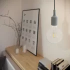  Suspended lamp with textile cable and silicone details - Made in Italy - With bulb included
