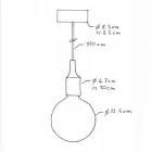  Suspended lamp with textile cable and silicone details - Made in Italy - With bulb included