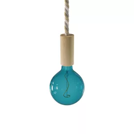   Suspended lamp XL with marine rope and wooden details - Made in Italy - Bulb included