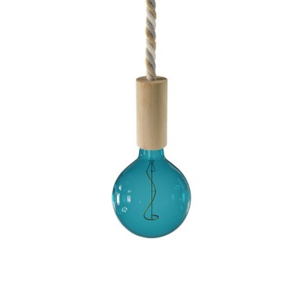 Suspended lamp XL with marine rope and wooden details - Made in Italy - Bulb included