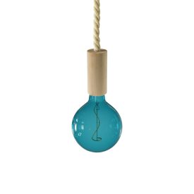   Suspended lamp XL with marine rope and wooden details - Made in Italy - Bulb included